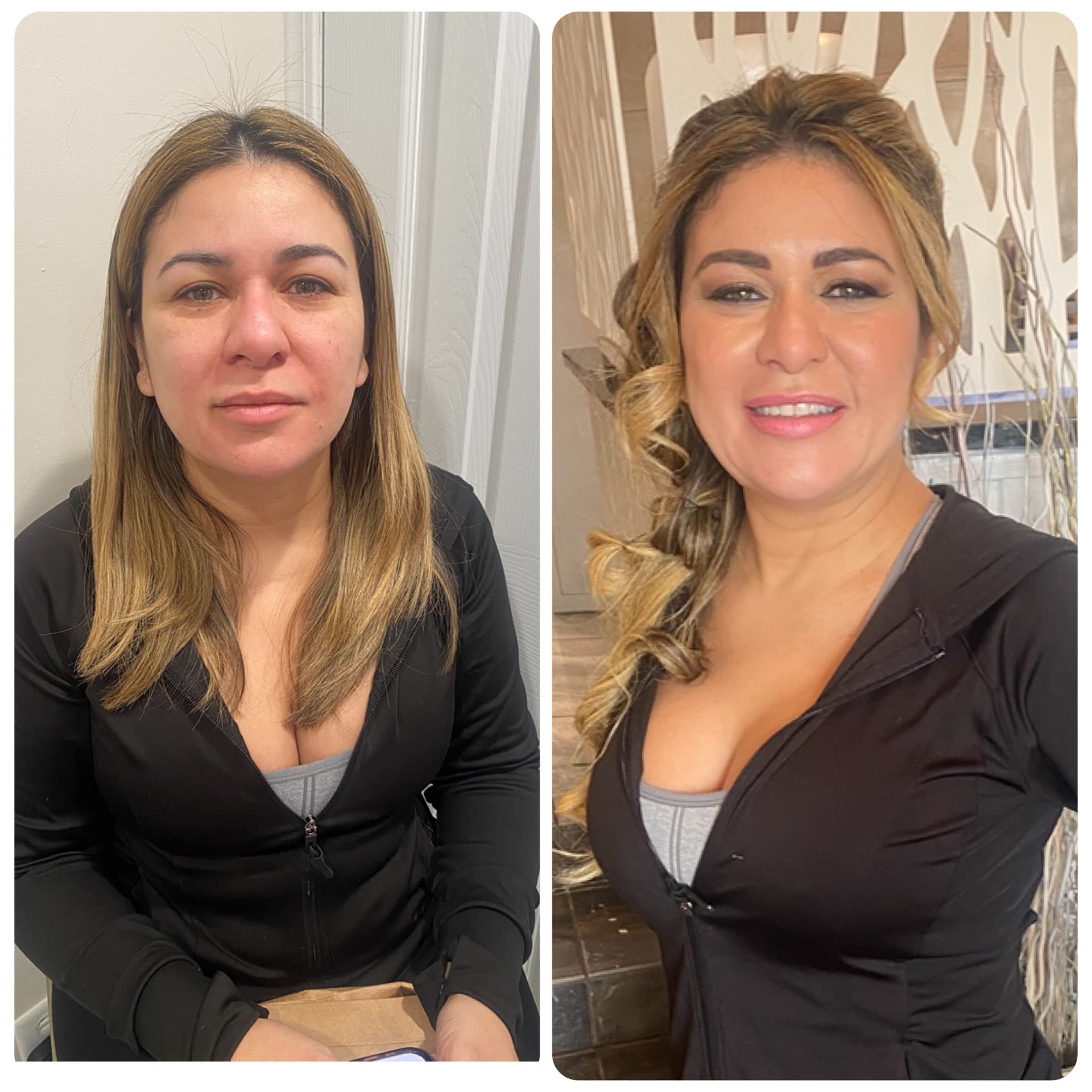 Makeup before and after at Ariava Medical Aesthetics